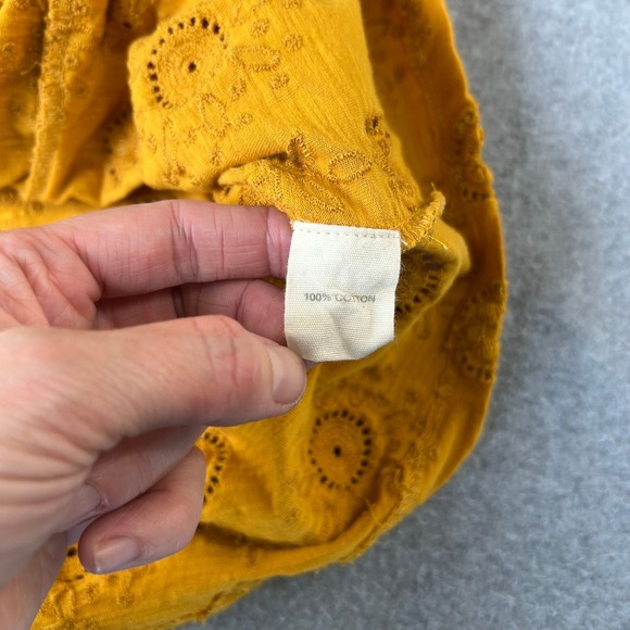 Forever That Girl Mustard Yellow Eyelet Ruffle Sleeve Top Women Size Large - Picture 10 of 13